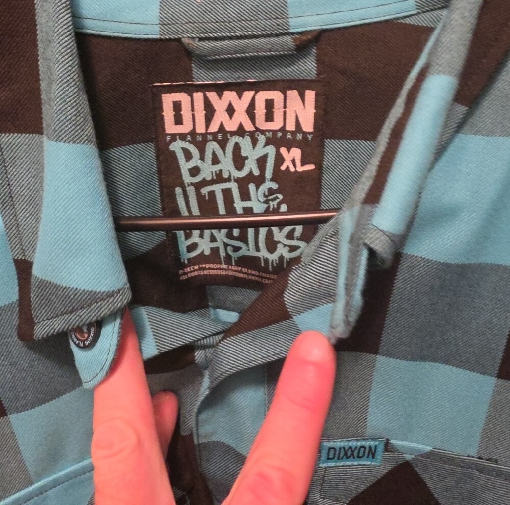 Men's Dixxon Back 2 The Basics Blue and Black Check Flannel Shirt - Picture 3 of 3